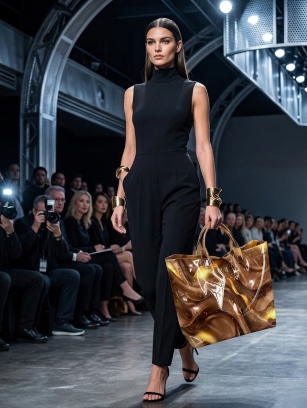 Women Brown Glossy Daily Commute Large PVC Hand Tote Bag